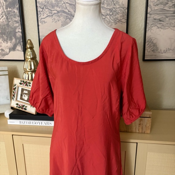MARINE LAYER‎ Eden Maxi Dress Orange Ballon Sleeves Size Medium - Picture 2 of 8